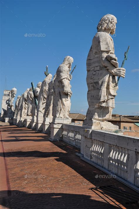 Statues Of The Apostles Saint Peters Basilica Vatican Stock Photo By