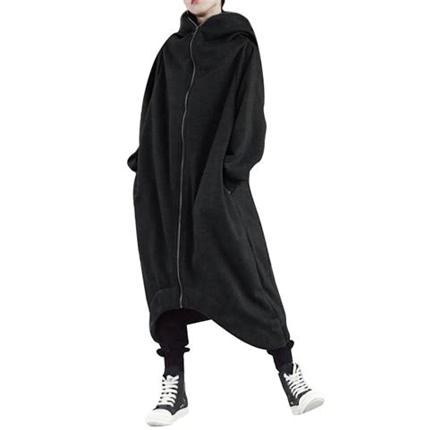 Streetwear Grunge Gothic Loose Fit Oversized Hooded Asymmetrical Jacket