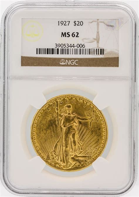 1927 Ngc Ms62 20 St Gaudens Double Eagle Gold Coin