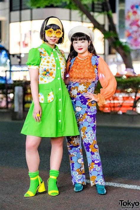 Colorful Retro Vintage Floral Harajuku Street Fashion W Flower Glasses And Neon Socks Camp