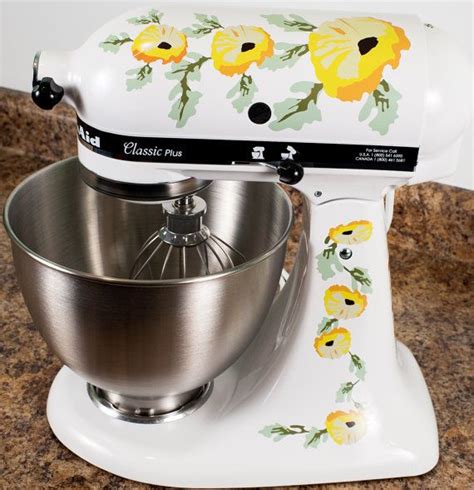 Yellow Poppy Flowers Watercolor Kitchenaid Mixer Mixing Pink Flowers
