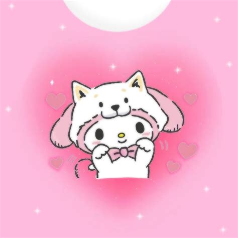 A Pink Background With An Image Of A Cat On Its Chest And Hearts In