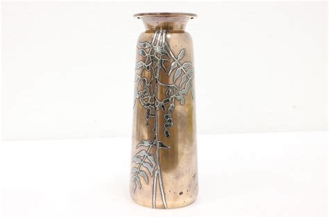 Arts And Crafts Antique Bronze And Sterling Silver Flower Vase Heintz