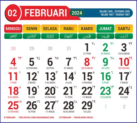 Lengkap Ini Kalender Februari 2024 Ada Pasaran Jawanya
