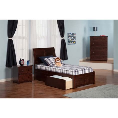 Leo And Lacey Twin Xl Storage Platform Bed In Walnut Homesquare
