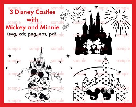 Disney Castle With Mickey And Minnie Mouse Svg Png Pdf Eps Cdr Etsy