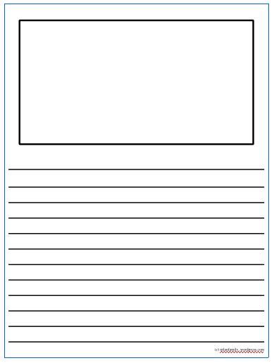 Blank Story Paper Blank Spot For A Picture And Lines Under For Your