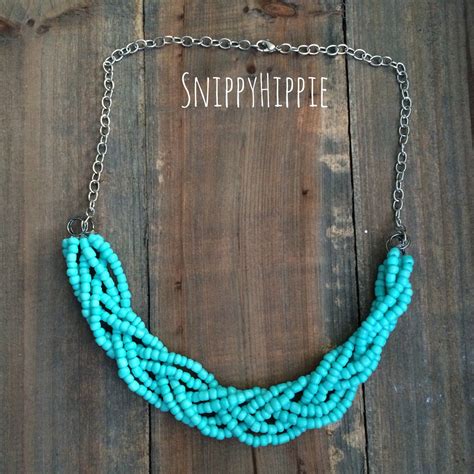 Braided Turquoise Bead Necklace Turquoise Bead Necklaces Necklace