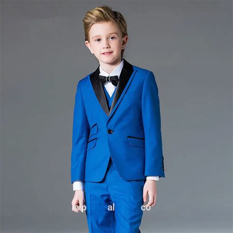 Light Blue Boys Wedding Suits Two Button Kids 3 Piece Suits Slim Fit