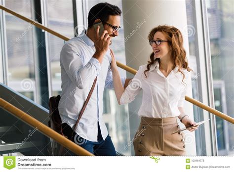 picture of handsome businessman and beautiful businesswoman stock image image of tablet