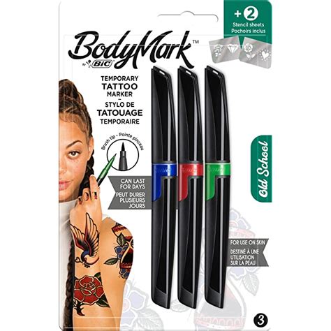 Buy Bodymark By Bic Temporary Tattoo Markers And Stencils Old School