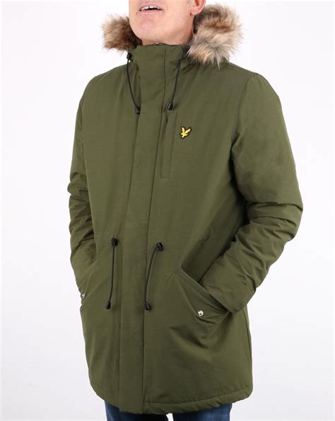 Lyle And Scott Winter Weight Microfleece Lined Parka Green Mens Coat