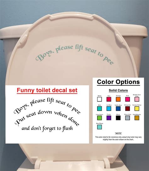 Funny Toilet Vinyl Decal Set Dont Pee On Seat Lift Etsy Finland