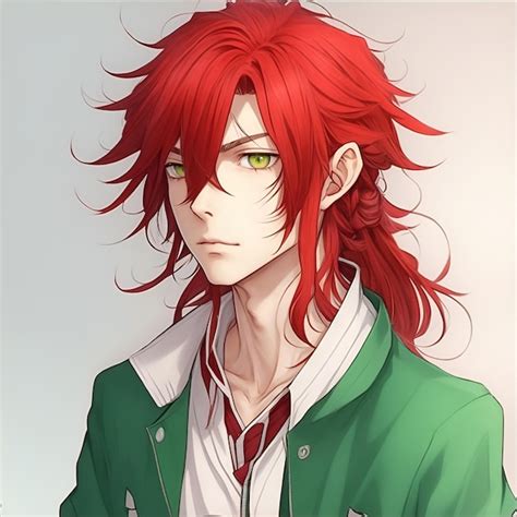 Premium Ai Image An Ban Anime Boy With Red Long Hair