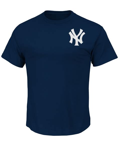 Majestic Cotton Mens New York Yankees Team Wordmark T Shirt In Navy