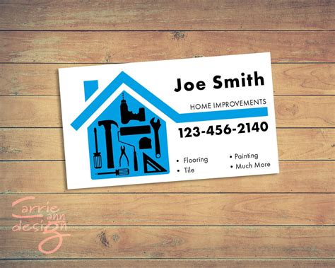 Home Improvements Handyman Business Cards Print Download Etsy