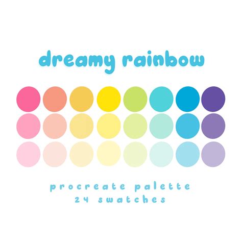 Pastel Rainbow Procreate Color Palette Color Swatches Instant Download