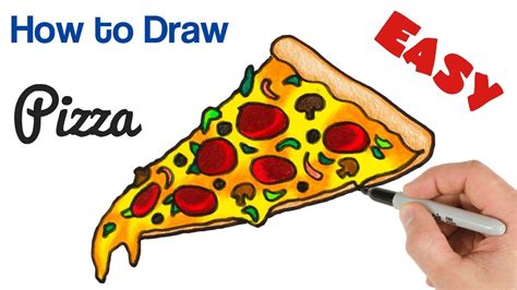 Slice of pepperoni pizza vector drawing stock vector. How to Draw a Pizza Slice Easy Coloring for beginners ...