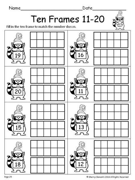Ten Frames Worksheet For Kindergarten