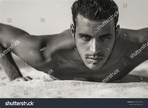 Strong Sexy Athletic Male Model Portrait Foto Stock 1696627555