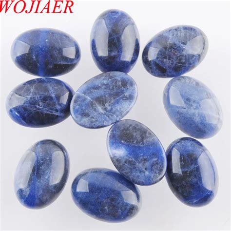 Wojiaer Natural Blue Veins Stone Gem Stones Oval Cabochon Cab No Hole