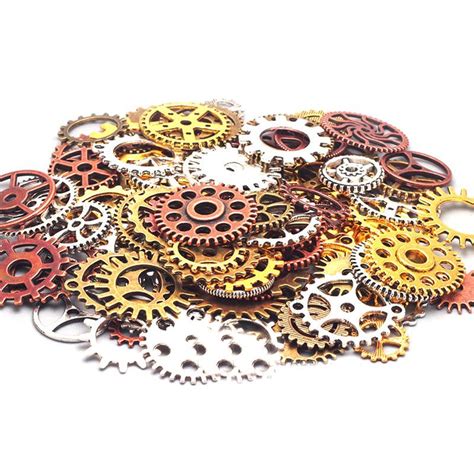100g Antique Vintage Gears Pendant Steampunk Charms Jewelry Findings