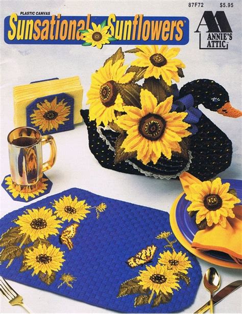 Sunsational Sunflowers Plastic Canvas Needlepoint Craft Pattern Leaflet