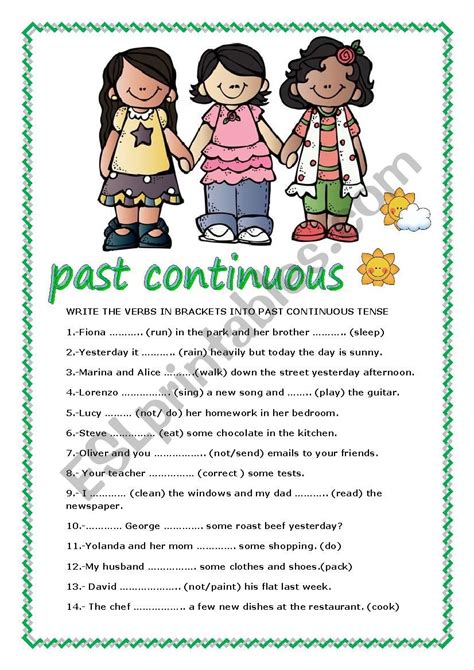 Past Continuous Tense Esl Worksheet By Mariaah