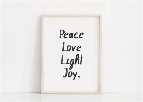 Home Decor Prints Peace Love Light Joy Minimalist Print Etsy