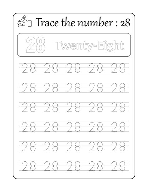 Trace The Number 28 Number Tracing For Kids 10820885 Vector Art At