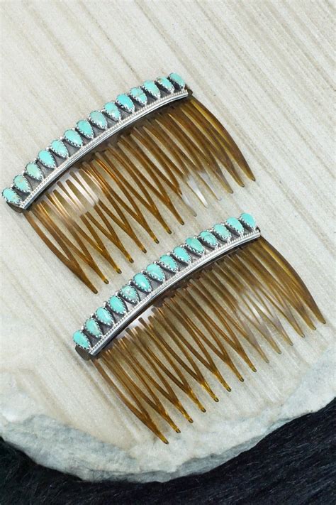 Turquoise Sterling Silver Hair Combs Zeita Begay Turquoise