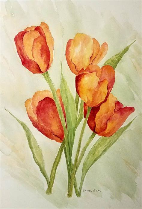 Original 9 X 12 Tulip Watercolor Tulip Watercolor Arches Watercolor