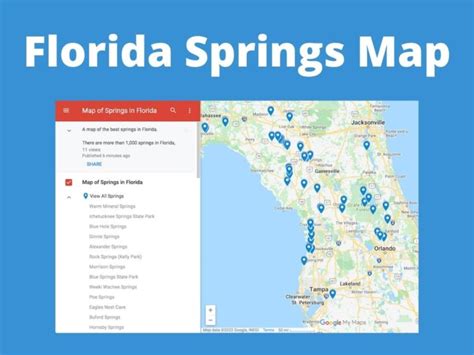 Florida Springs Map The Florida Guidebook
