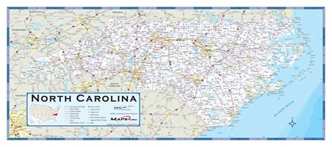 North Carolina County Highway Wall Map By
