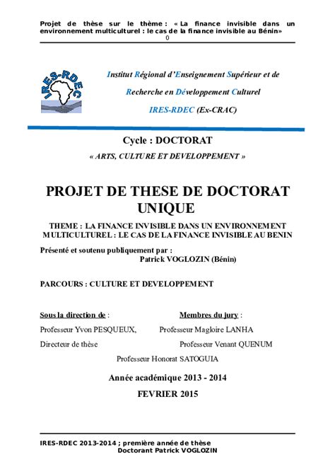 exemple de projet de recherche doctorat