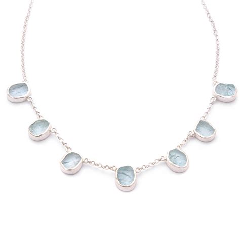 Aquamarine Handmade Sterling Silver Ladies Necklace