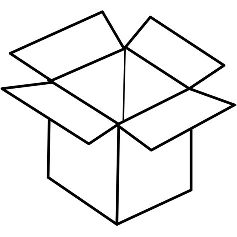 Vector Line Art Image Of Open Cardboard Box Free Svg