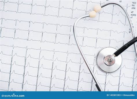 Medical Stethoscope And Ecg Results As A Graph Stock Image Image Of