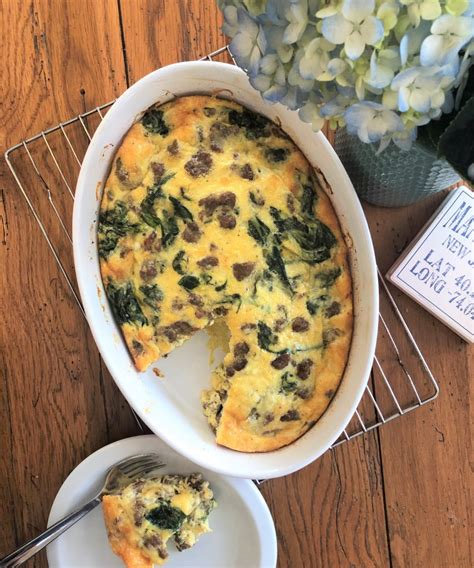 Easy Sausage Spinach And Cheddar Breakfast Casserole ~ Amy Casey