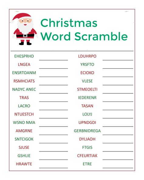 Free Printable Christmas Word Scramble Games For Adults Crossword
