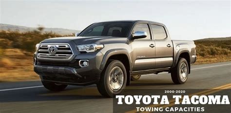 6,800 pounds, when properly equipped. 2000-2020 Toyota Tacoma Towing Capacities | Let's Tow That!