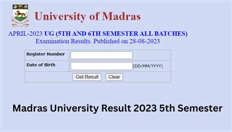 Madras University Result Th Semester Released