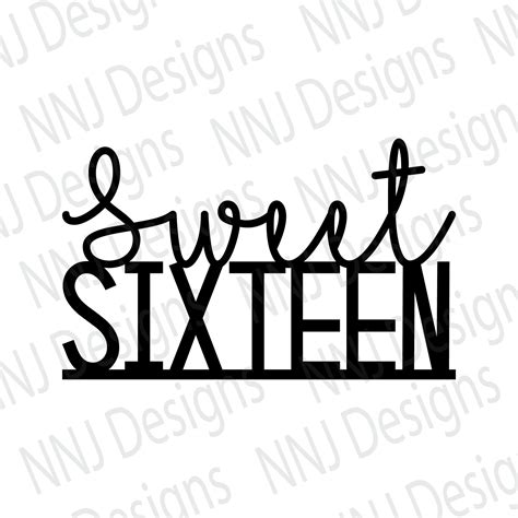 Sweet Sixteen Cake Topper Svg Happy 16th Birthday Party Etsy