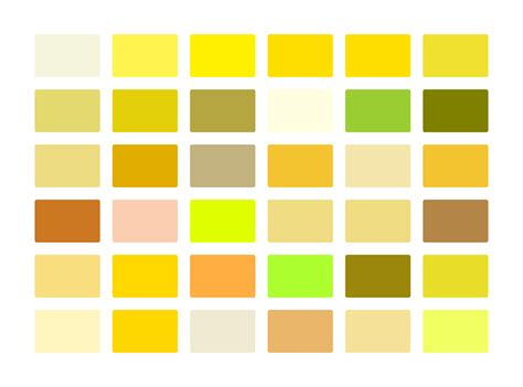 Shades Of Yellow Color Chart
