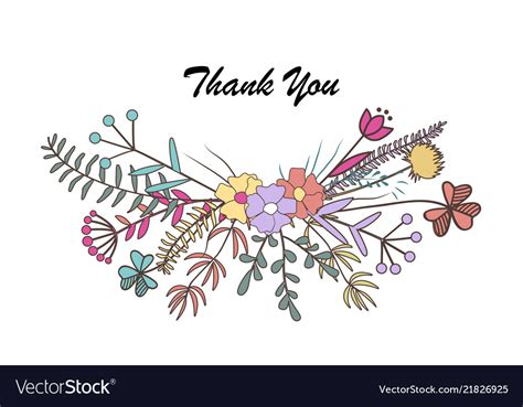 Beautiful Floral Thank You Card Cute Flower Vector Image