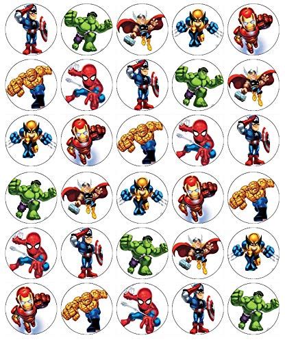 Buy 30 Marvel Superhero Squad Cupcake Toppers Edible Wafer Paper Fairy