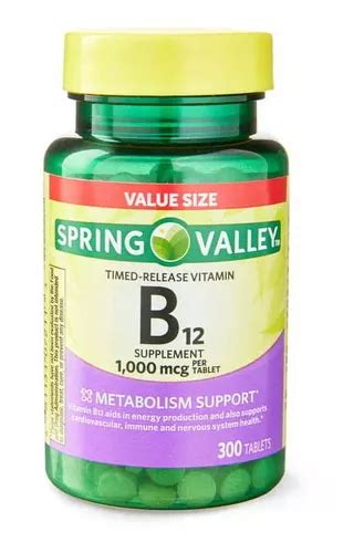 Vitamina B12 1000mcg 300 Tabletas Spring Valley Cuotas Sin Interés
