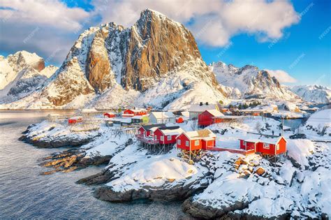 Premium Photo Picturesque Winter View On Hamnoy Village And
