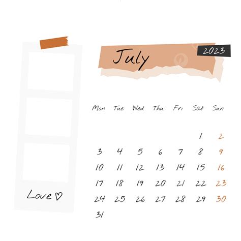 Gambar Kalender Juli 2023 Dengan Bingkai Polaroid Juli 2023 Juli