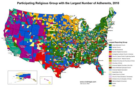 Second Largest Participating Religious Group 1906 2010 Vivid Maps